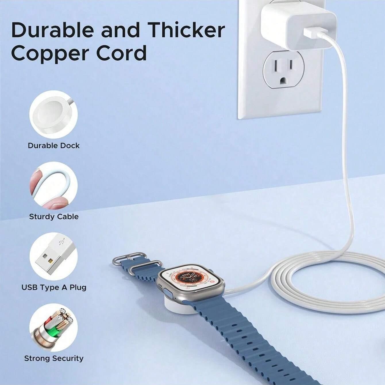 1 Piece Magnetic Wireless Charger, Portable Fast Charging Version with USB Interface, Compatible with Apple Watch Ultra/9/8/7/6/SE/SE2/5/4/3/2/1 Full Series