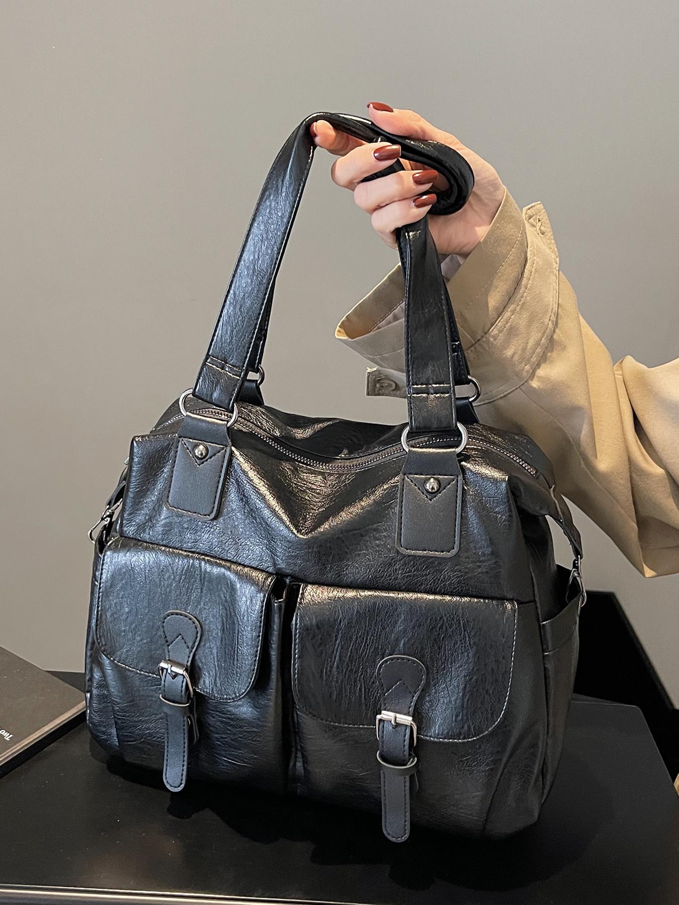 Retro casual shoulder messenger bag, solid color tote bag, casual simple shoulder bag, fashionable and versatile travel bag, elegant commuter bag, suitable for daily commuting, travel, office workers commuting and other scenarios.