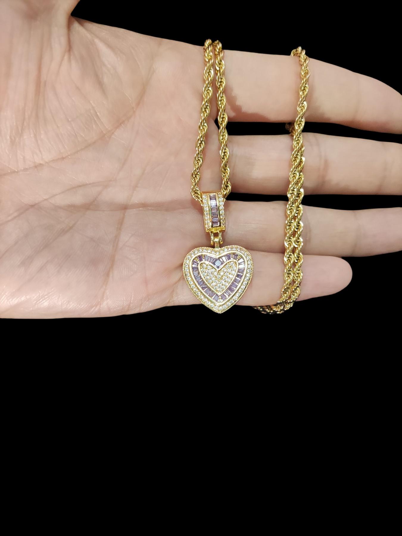 Heart Shaped Pendant Necklace, Fashion Zircon Decor Necklace for Party, Daily Decor, Trendy All-match & Exquisite Jewelry for Birthday Gift, Love Heart Necklace