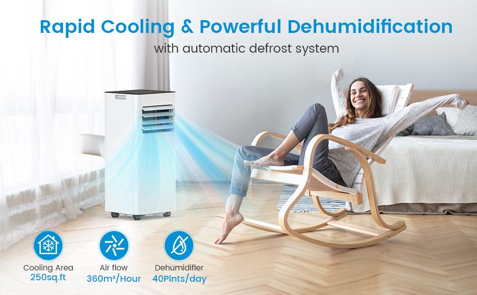 COWSAR 8,000/10,000 BTU Portable Air Conditioners Cool Up to 350/450 Sq.Ft, 4 Modes Portable AC Unit with Remote Control/LED Display/24Hrs Timer/Installation Kits for Home/Office/Dorms, White