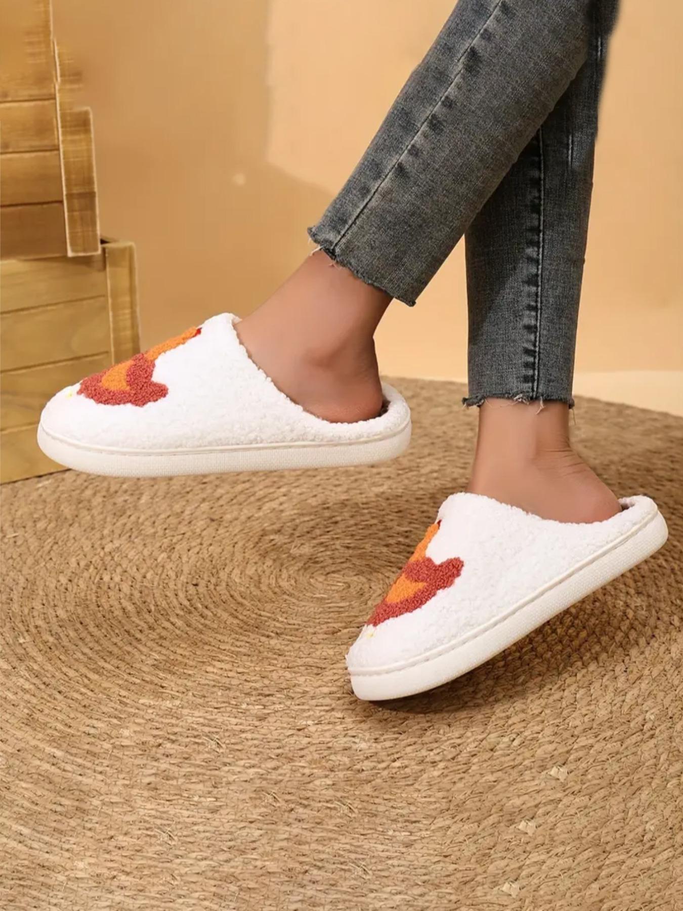 Women's Cute Cartoon Chicken Design Plush Slippers, Casual Soft Comfortable Home Slippers, Warm Slippers for Indoor & Outdoor Use for Fall & Winter, House Slippers