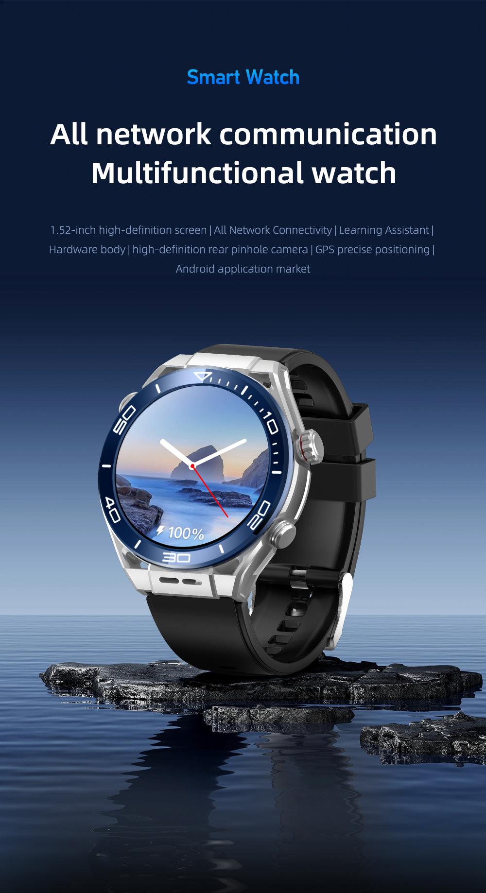 1.52in Round Screen Metal Smartwatch - Card-Slot Wearable Tech Device, Foreign Trade Version 2+16G Single Camera Digital Camera, X5 Model Health Tracker, Hot TikTok Party Toy