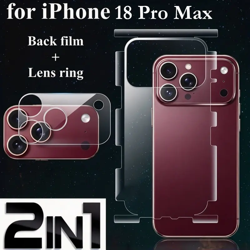 2-In-1 All-Encompassing HD Clear&Matte Back Protective Screen Protector Film And Lens Ring Protection Film for Iphone 18 Pro Max, 18Pro Ultra-Thin Soft Hydrogel Film Offers Anti-Fingerprint And Anti-Scratch Properties