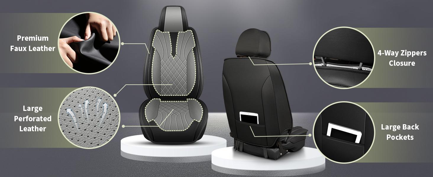 Full Set Premium Perforated Leather Seat Covers for Toyota RAV4 2013-2025 | Hybrid & RAV-4 Fit | Breathable, Custom Fit - Protect Seats with Style Car Cushion Vehicle