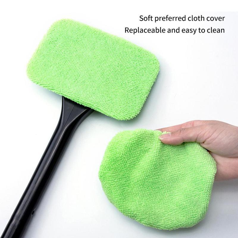 Glass Washer Brush for Dry & Moist Wipe, Adjustable Glass Cleaning Brush with Long Handle, Car Windshield Brush, Car Window Cleaning Tool, Reusable