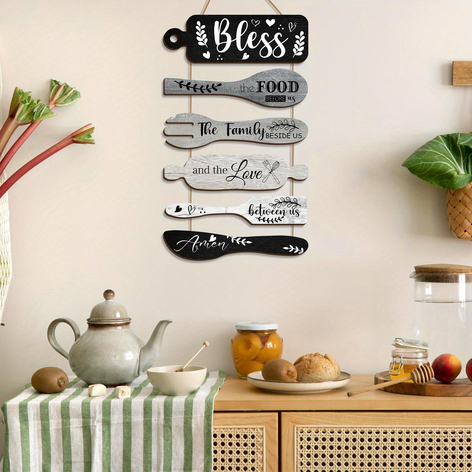 Wooden Kitchen Wall Decor, 1 Count Farmhouse Kitchen Wall Sign with Rope, Home Decor, Housewarming Gift, Home Wall Hanging Decor, Wooden Letter Sign
