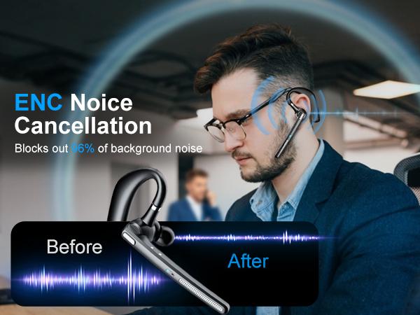 ONE LIFE G7 Trucker Bluetooth Headset Wireless Earpiece V5.3, Noise Cancelling Mic for Clear Calls, 120H Standby, LED Display. Mute Button Handsfree for Driving Truck Drivers Office Work Cell Phones