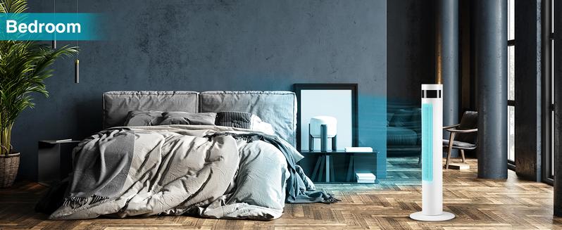 [NOT AC] R.W.FLAME Tower Fan, Oscillation fan with Remote Control, Standing fan for office, 3 Wind Modes, Time Settings, Portable Bladeless Floor Fans for Home with Children/Pets/Elders(36")