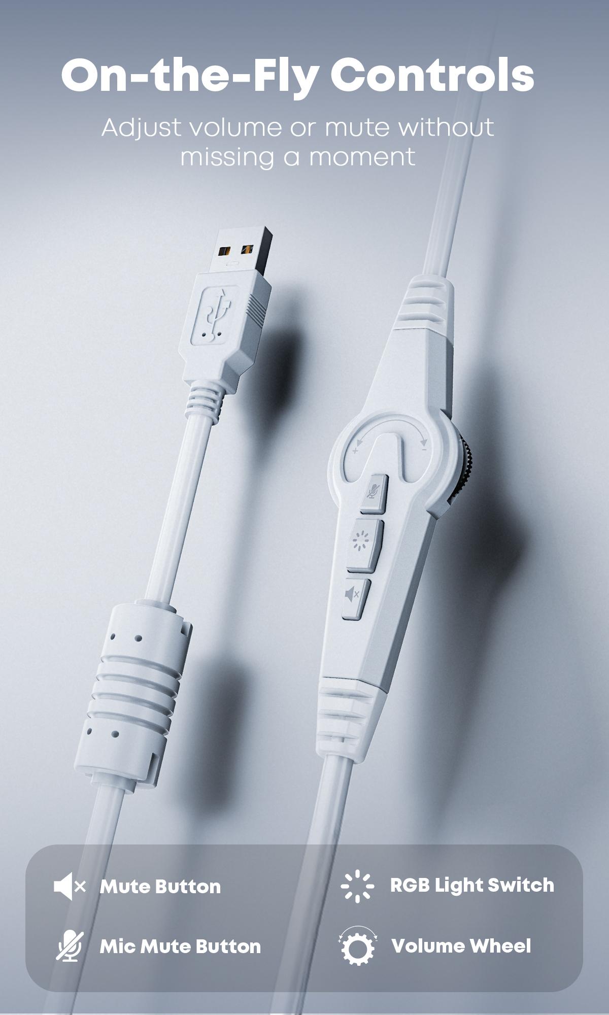 [New Upgrade] TAGRY TRONICX Upgraded G3 Wired PC Gaming Headset Gamer Gifts for him with 50mm Driver, ENC Microphone, USB-A Headset with 7.1 Surround Sound, Control Box for PC/PS5 Console/Switch Dock Mode  (Not Compatible with Xbox)