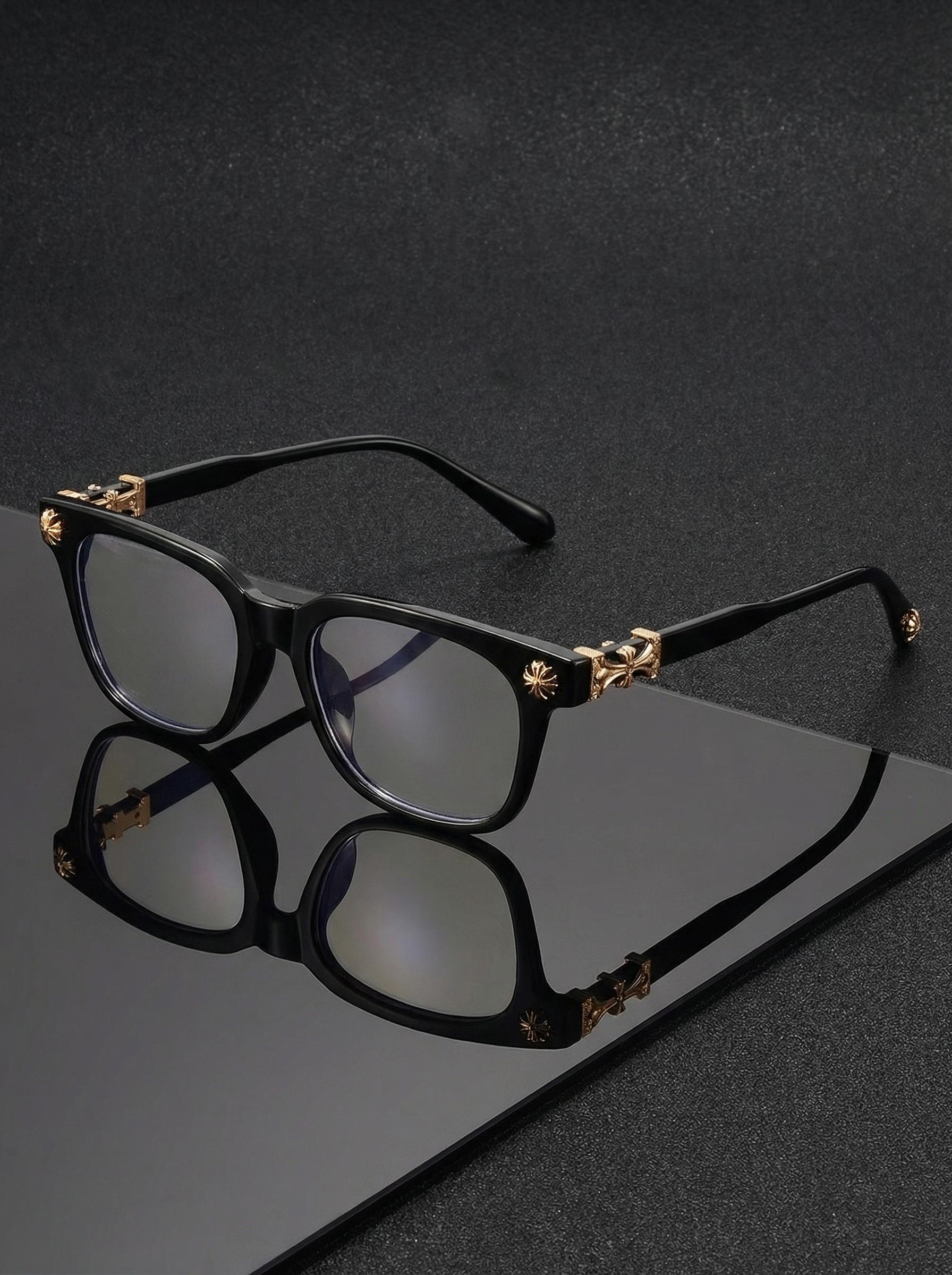 Fashion Square Flat Light Glasses, Unisex Anti-Blue Light, Cross Design, Simple Lightweight Daily Eyewear, Men and Women, Anti Bluelight Glasses