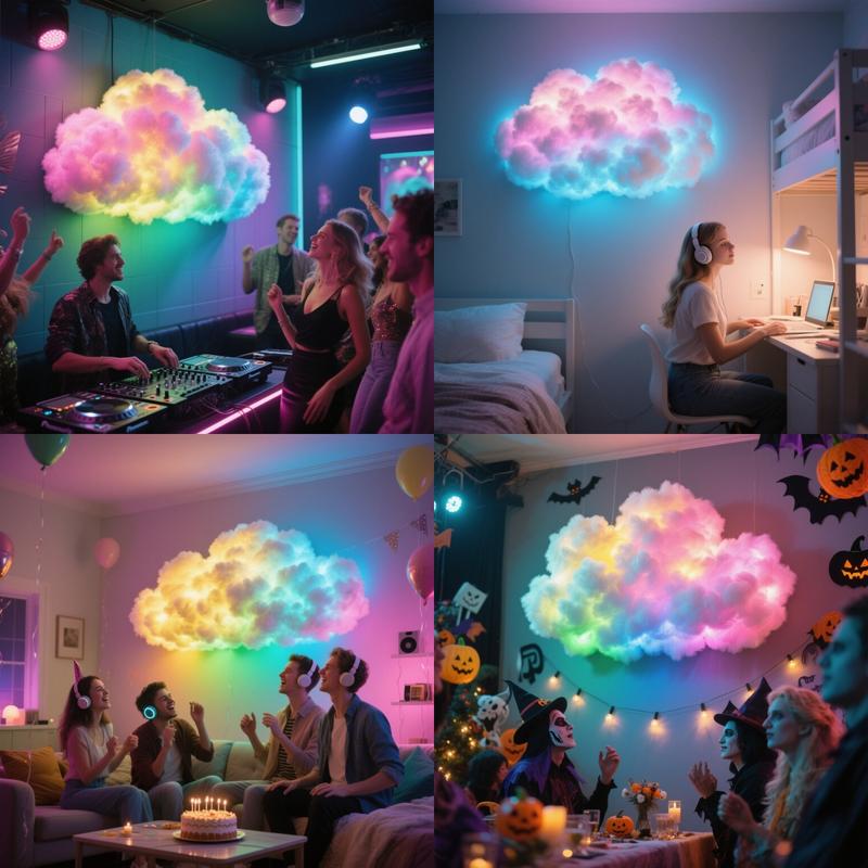 314.96-inch LED Cloud Light with Music Rhythm, DIY Rayon Night Light, Suitable for Bedrooms and Game Rooms - USB Powered, Vibrant Light, Perfect for Christmas Gifts, Parties, Cafes, Bedroom Atmosphere | Dynamic Visual Effects, Nightlight for bedroom