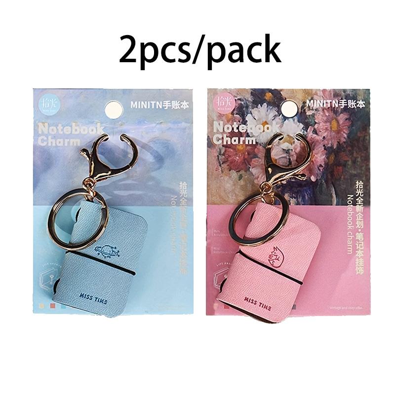 2-Pack PU Soft Leather Stylish Keychains, Mini Portable Hanging Set, Creative Personalized Accessories, Practical Gift Items