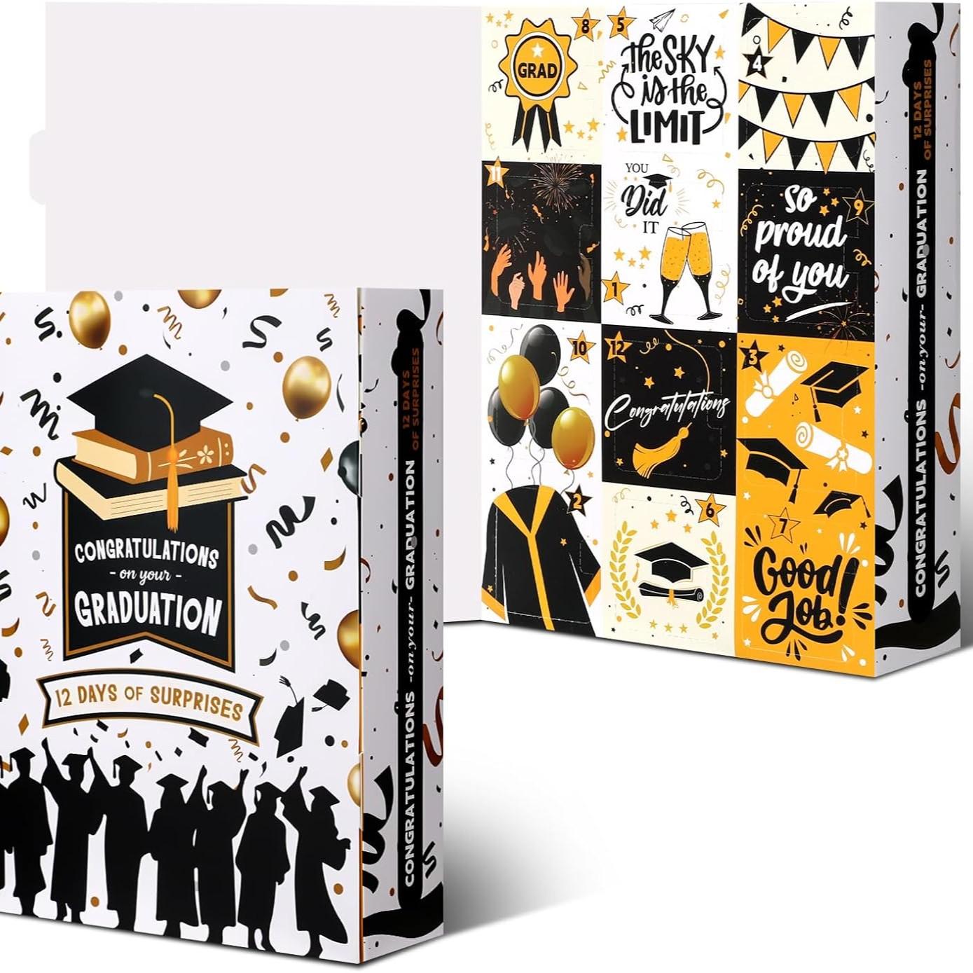 Set of 10 Empty Graduation Gift Boxes with Trays, DIY Gift Box for Creative Gifting, 12-Day Countdown Design