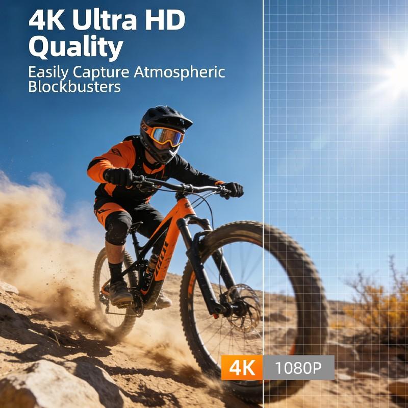 Ourlife At-M105 Camera with 32GB Memory Card, 1 Inch Cmos 4K Video, Three-Axis Gimbal Stabilizer, Fast Focus, Face Recognition, Portable Camcorder