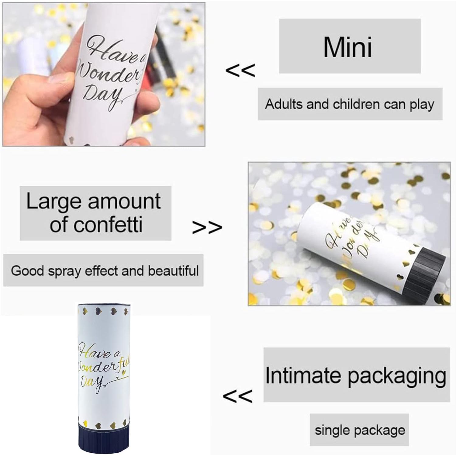 White Confetti Cannon, 6 Pack Mini Party Poppers Shooters Party Confetti Cannon Confetti for Wedding Birthday Wedding Party Supplies White Confetti Cannon, 6 Pack Mini Party Poppers Shooters Party Confetti Cannon Confetti for Wedding Birthday Wedding Party Supplies