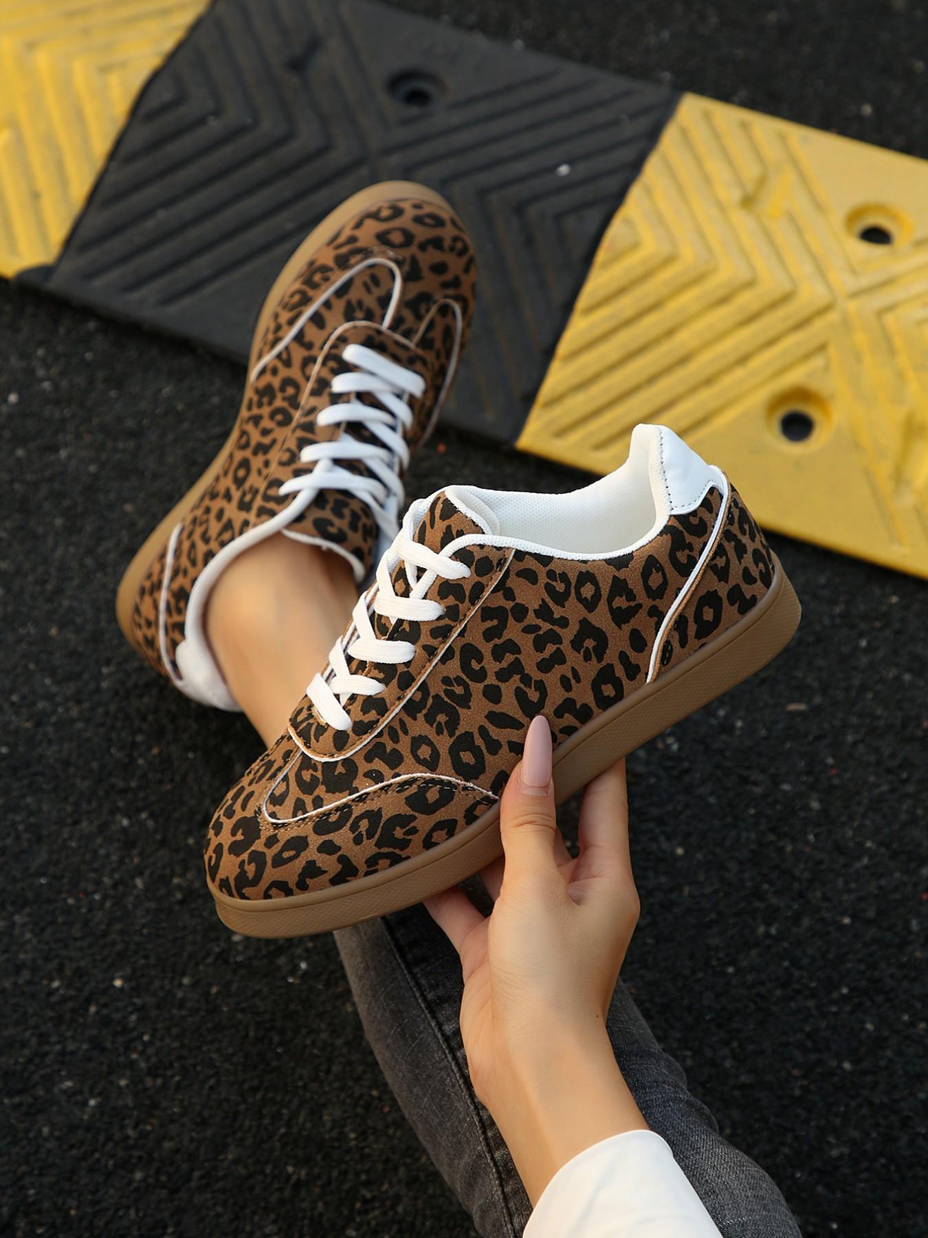 Leopard Print Derby Shoes for Women, 2026 New Vintage Rubber Sole Casual Sneakers, Versatile Shoes for Students