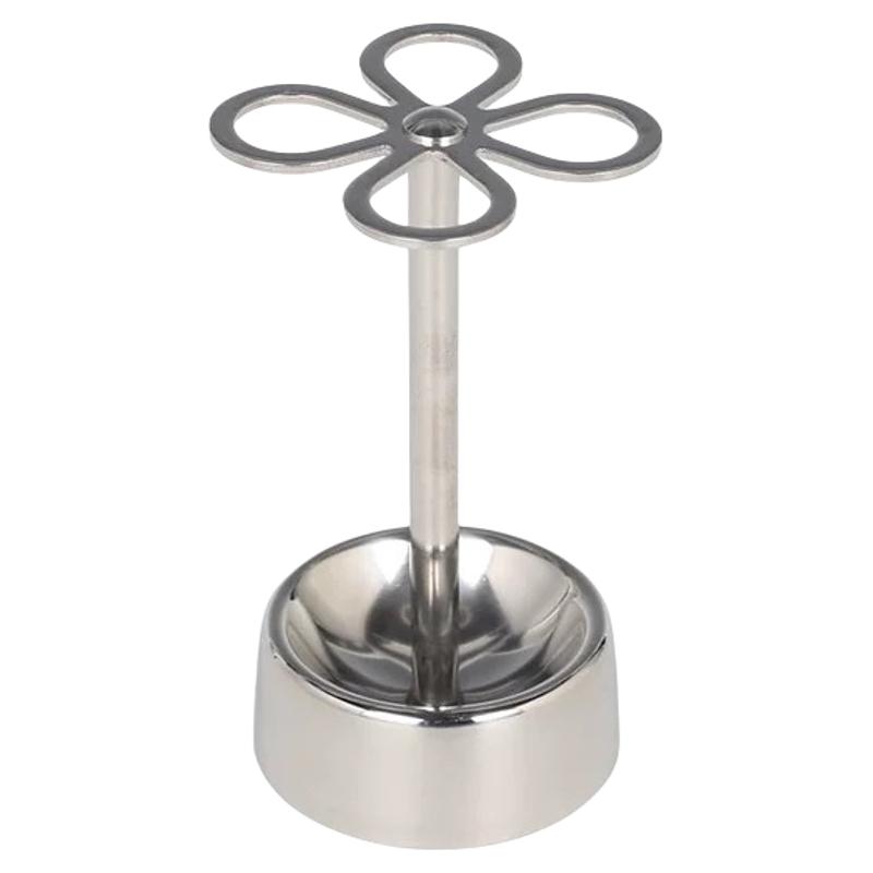 Minimalist Stainless Steel Toothbrush Holder, Four-Leaf Clover Design, Classic Countertop Organizer, Industrial Style Bathroom Accessory