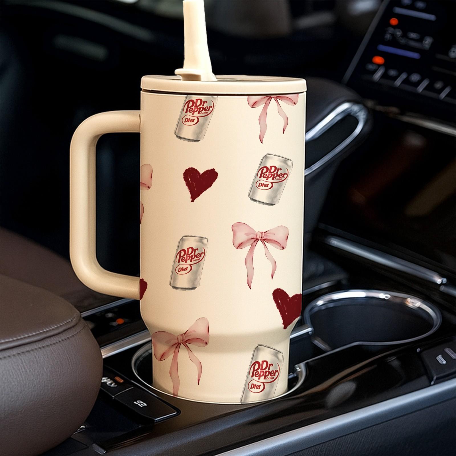 40oz Insulated Tumbler With Handle, Hydration Tumbler, Quencher Tumbler, Dr Pepper Girl All Over Print Thermal Mug, Double Wall Vacuum Cup For Hot Cold Drinks, Leak Resistant Lid, Car Cup Holder Friendly, Birthday Valentine Mother's Day Gift