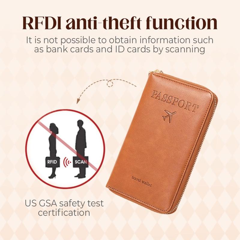 Simple Plain Passport Cases Back To School,  Travel Wallet, Multi-functional Zipper Travel Card Holder, RFID Blocking Card Holder