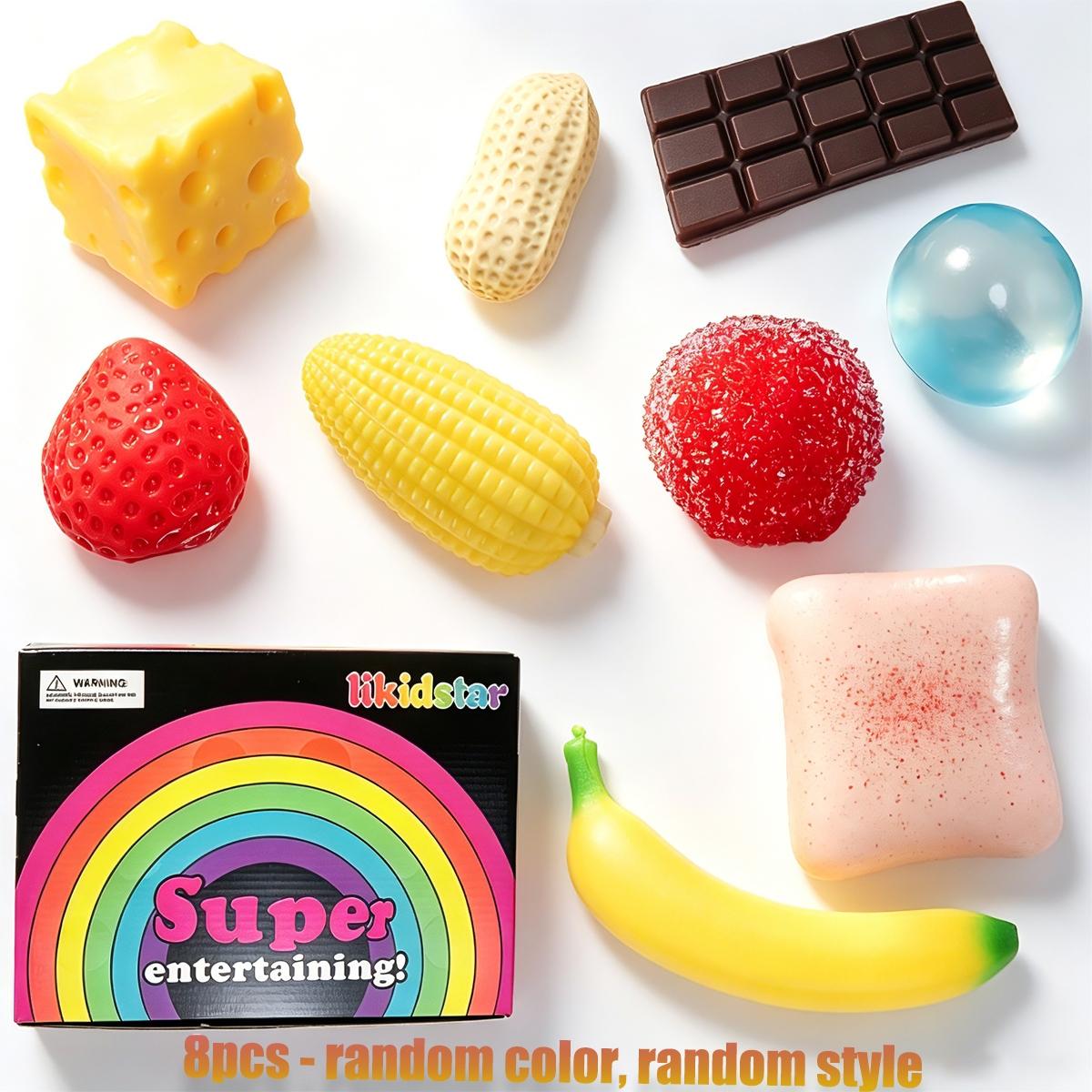 8pcs/set - Mysterious simulation fruit toast kneading box, blind box stress relief toy, sensory set, creative slow return kneading, prank friend party gift, with different styles, Squishy Fruit
