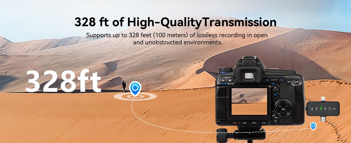 3 in 1 Microphone for iPhone/Android/Camera, Wireless Lavalier Microphone, 328ft Transmission, 18H Battery Life, Mini Microphone for Record Interview, Vlogs, YouTube