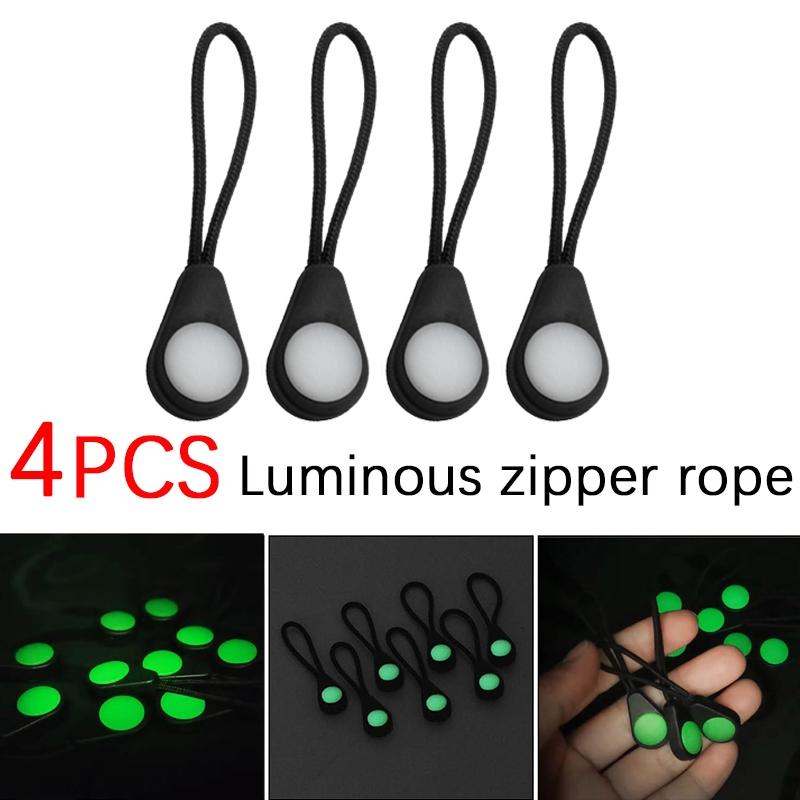 4 Pack Glow in The Dark Zipper Pulls for Luggage Backpacks Handbags Suitcases, Easy to Find in Low Light, Durable for Travel Camping Hiking Daily Use