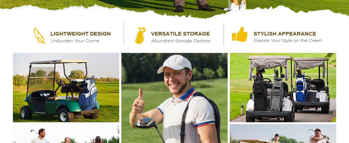 UNIHIMAL Golf Cart Bag, 15 Way Organizer Divider Top and Multiple Pockets, Golf Bag for Men and Women with Comfortable Handles and Rain Cover