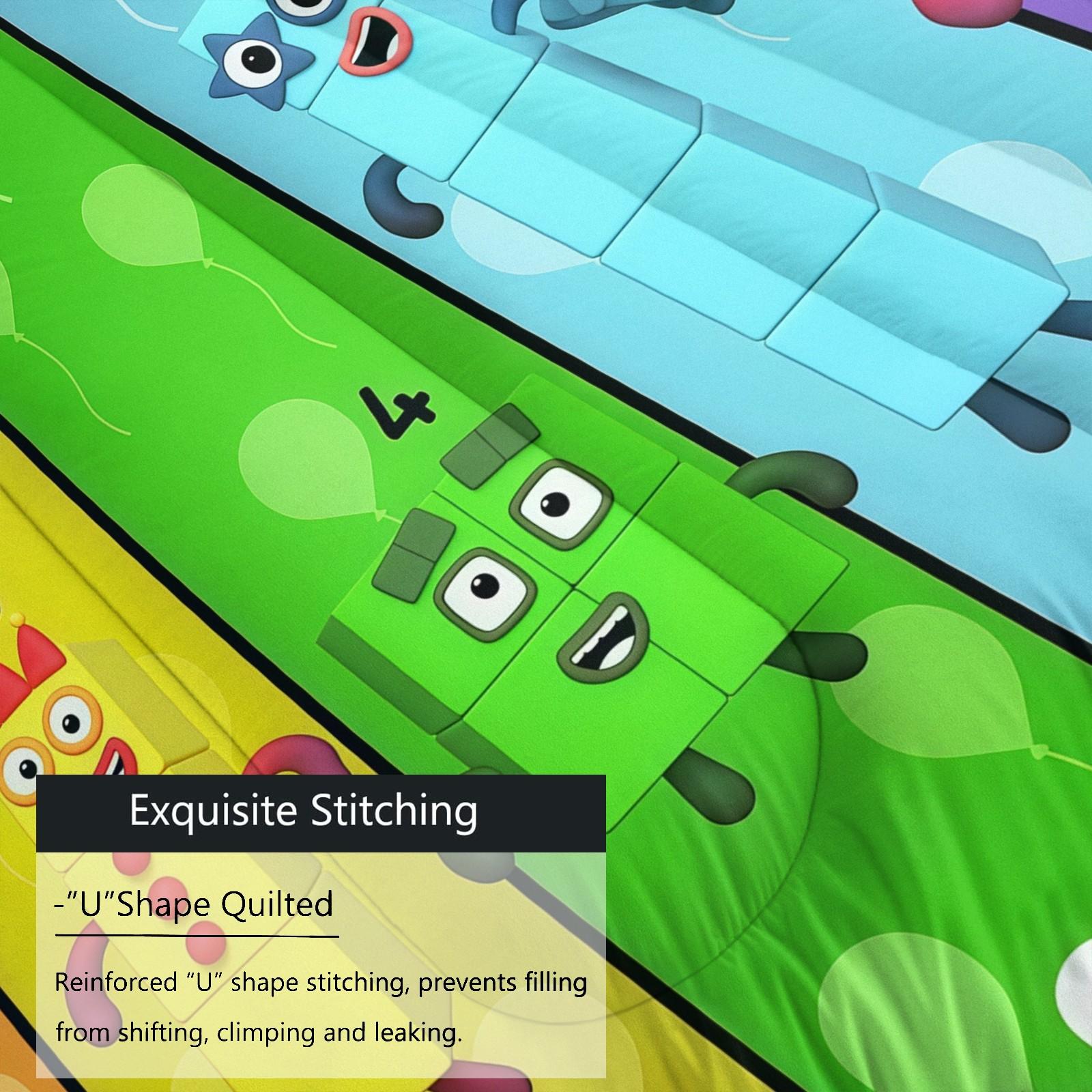 Number Block Pattern Comforter Set, Soft And Durable Bedding Set, Includes 1 Comforter And 1 Or 2 Pillowcases, Daily Holiday Birthday Gift Bedroom Decoration For Kids And Adults