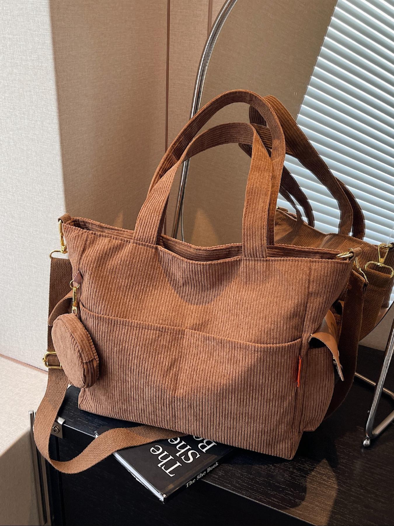 Women's Solid Color Tote Bag & Coin Purse, Fashionable Large Capacity Shoulder Bag & Coin Purse, Casual Trendy Versatile High-quality Daily Commuting Bag Set