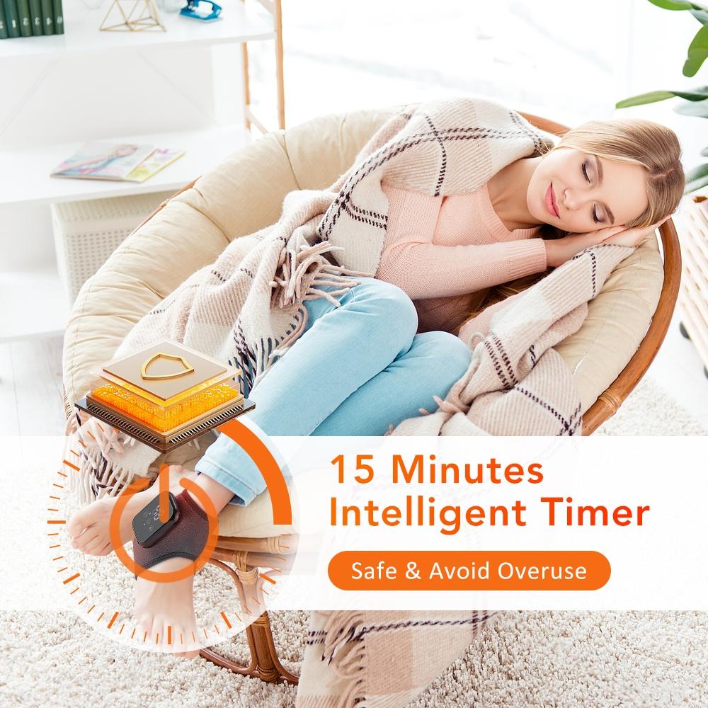 Ankle Heat Therapy Device, 3 Temperature Settings 48-58°c, 3 Massage Modes, 15-Min Timer, Touchscreen Control, Universal Adhesive Pad