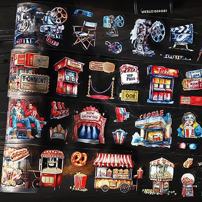 Beautiful Day Old Cinema Series Scenery Pet Tape Set, 4 Styles Included, Ideal for DIY Crafts and Decorations, High-Quality Adhesive Material