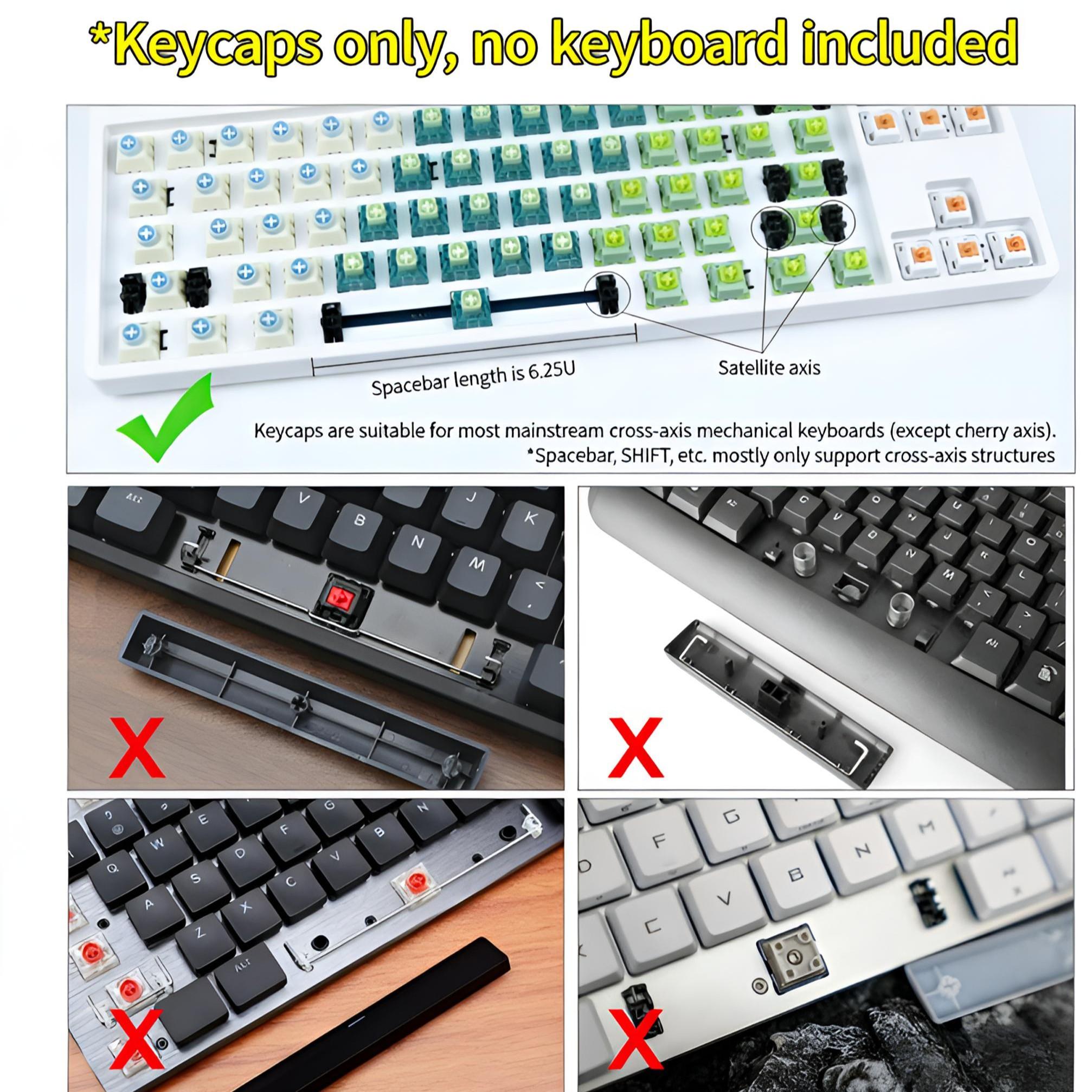 Spider Web Side Printed Keycaps, Mechanical Side Transparent Pbt Five-Sided Heat Transfer Customizable Keycaps, 130pcs Boxed