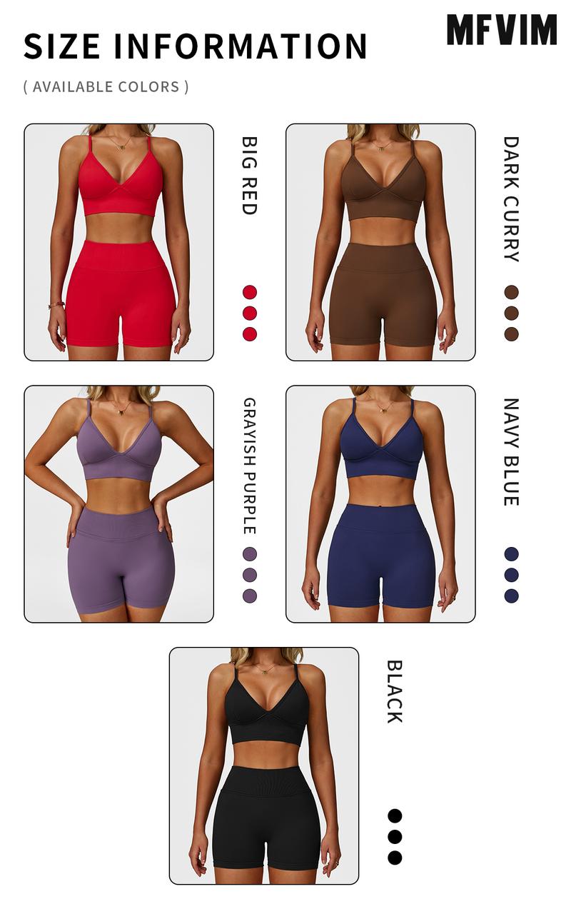 Women's 2 Piece Seamless Yoga Workout Set High Waisted Shorts Sports Bra for Exercise Athletic Breathable Lightweight Compression Activewear Pilates Gym Outfit with Hollow Square Back and Curved Rear Hip