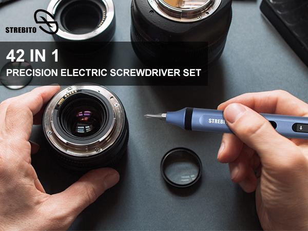 STREBITO 3.7V Mini Electric Screwdriver Set, 42-in-1 Electric Precision Screwdriver, Compact Electric Screwdriver Rechargeable with Display, Small Tool Kit for Electronic Computer Laptop RC Drone  screwdriver set