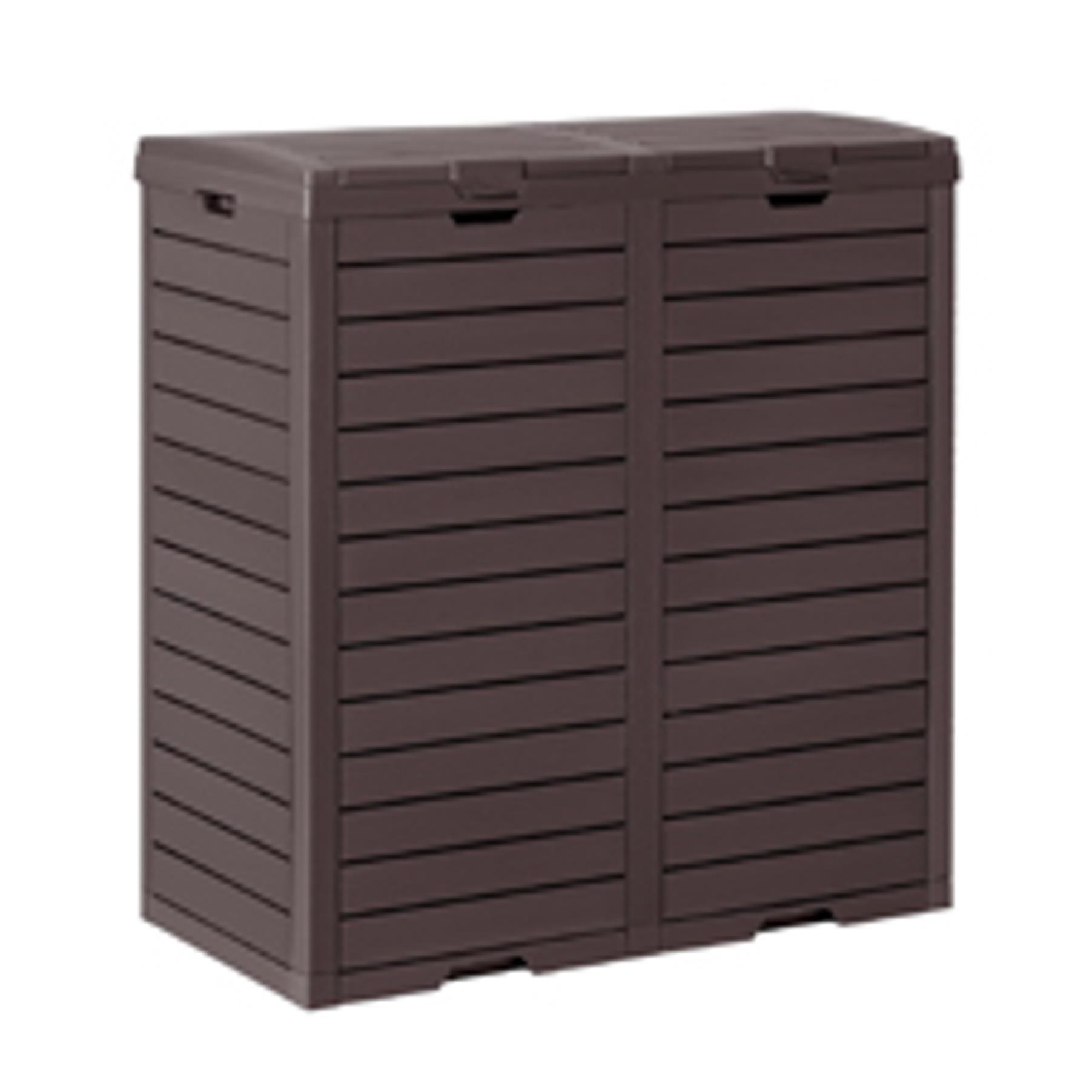 33 Gallon Outdoor Trash Can, Hideaway Garbage Bins with Tiered Lid, Waterproof Resin Outside Waste Bins for Patio, Outside Pool, Backyard and Deck(1, Deep Brown)