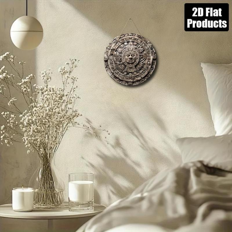 1pc - 20.32x20.32cm Round en Mayan Calendar Wall Art - Intricate Aztec ...
