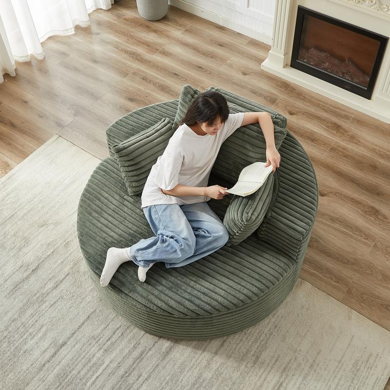 Niccae Fluffy Corduroy Sofa Chair No Assembly Cloud Recliner for Adults Premium Foam Sleeper Chair for Living Room Bedroom Lounge Modern Accent Furniture with Backrest Pillow Chenille Sectional Sofa with Pillows Velvet Folding Sofa with Storage