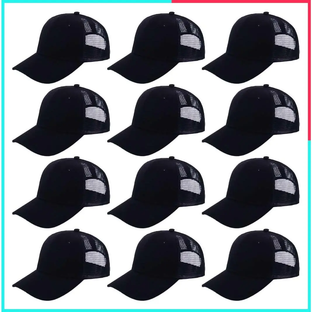 12 Pack Mesh Trucker Hats, Bulk Baseball Caps for Men and Women, Wholesale Trucker Caps