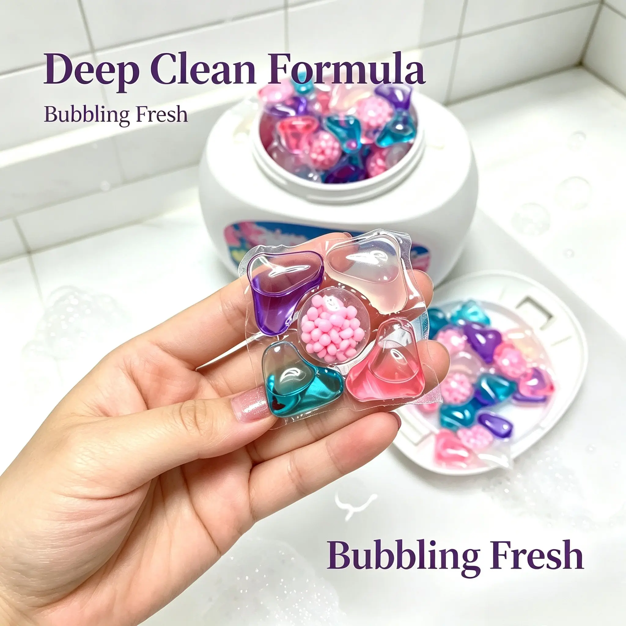 5in1 Laundry Pods, 8g Concentrated Capsules, 90 Count Value Pack, Eco-Friendly, Deep Clean, Fragrant, Gentle on Skin, Easy Use, Home, Dorm, Travel