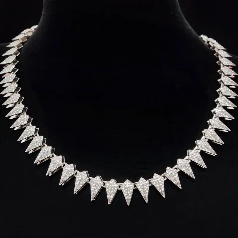 Rhinestone Decorated Rivet Shaped Chain Necklace, Decorative Necklace, Fashion Zinc Alloy Chain Jewelry for Women and Men, Casual All-match Accessories, for Party, Daily Clothing Decoration, without Box