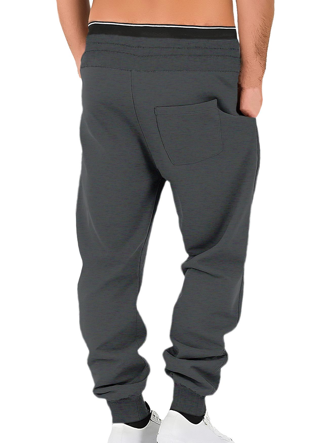 Men'S Solid Color Relaxed Stacked Sweatpants Cuffed Jogger Street Sports Casual Long Trousers