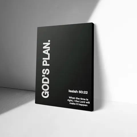 God's Plan Isaiah 60:22 Scripture Black & White Religious Wall Art Ready-to-Hang Inspirational Decor for Home Office Prayer Room Christian Gift Idea Religious Home Decor Simple Elegant Frame 2D Flat Ornaments Framed