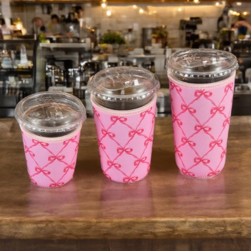3 Pack/set Reusable Iced Coffee Cup Sleeve Beverage Holder for 16-32 Ounces Coffee Sleeve for Iced & Hot Drinks Pink Drink Sleeve for Cold Beverages Compatible with Starbucks Dunkin Coffee Cup and More