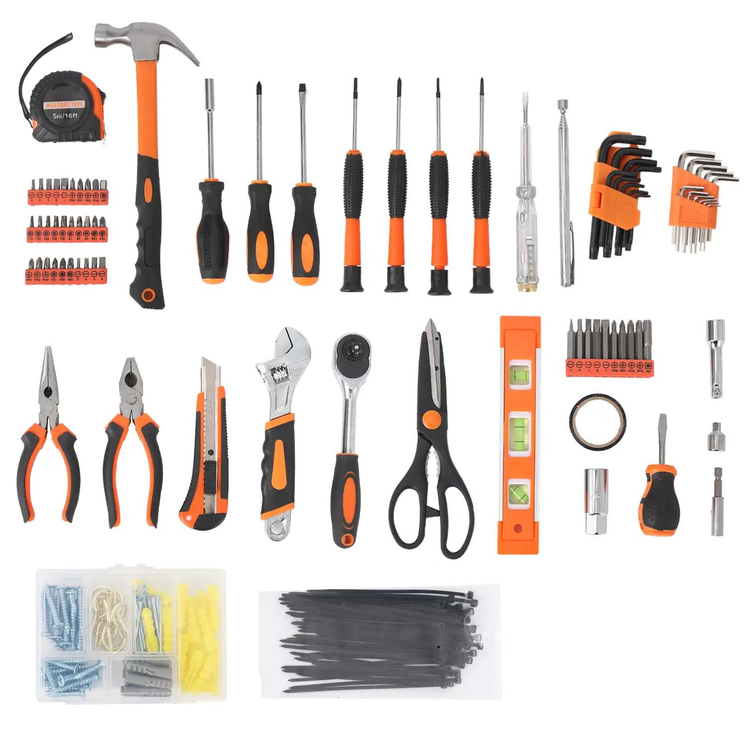 Set completo de herramientas manuales 247 piezas – Incluye llaves, destornilladores, alicates y martillo – Maletín resistente – Ideal para reparaciones en hogar, jardín y bricolaje – Kit profesional multifunción