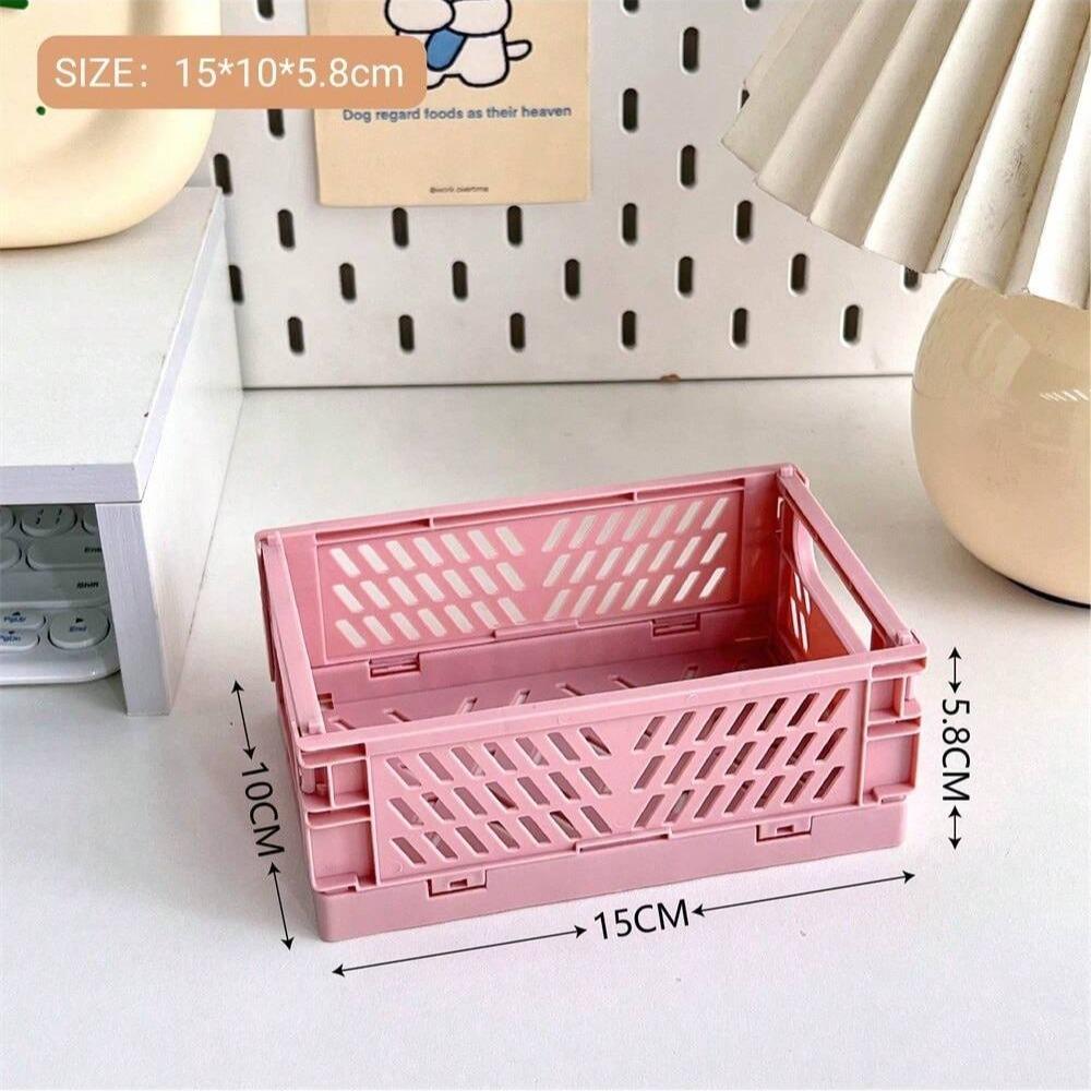 Folding Storage Basket, Collapsible Desktop Organizer, Ideal for Organizing Essentials & Cosmetics, Compact Design for Efficient Space Utilization
