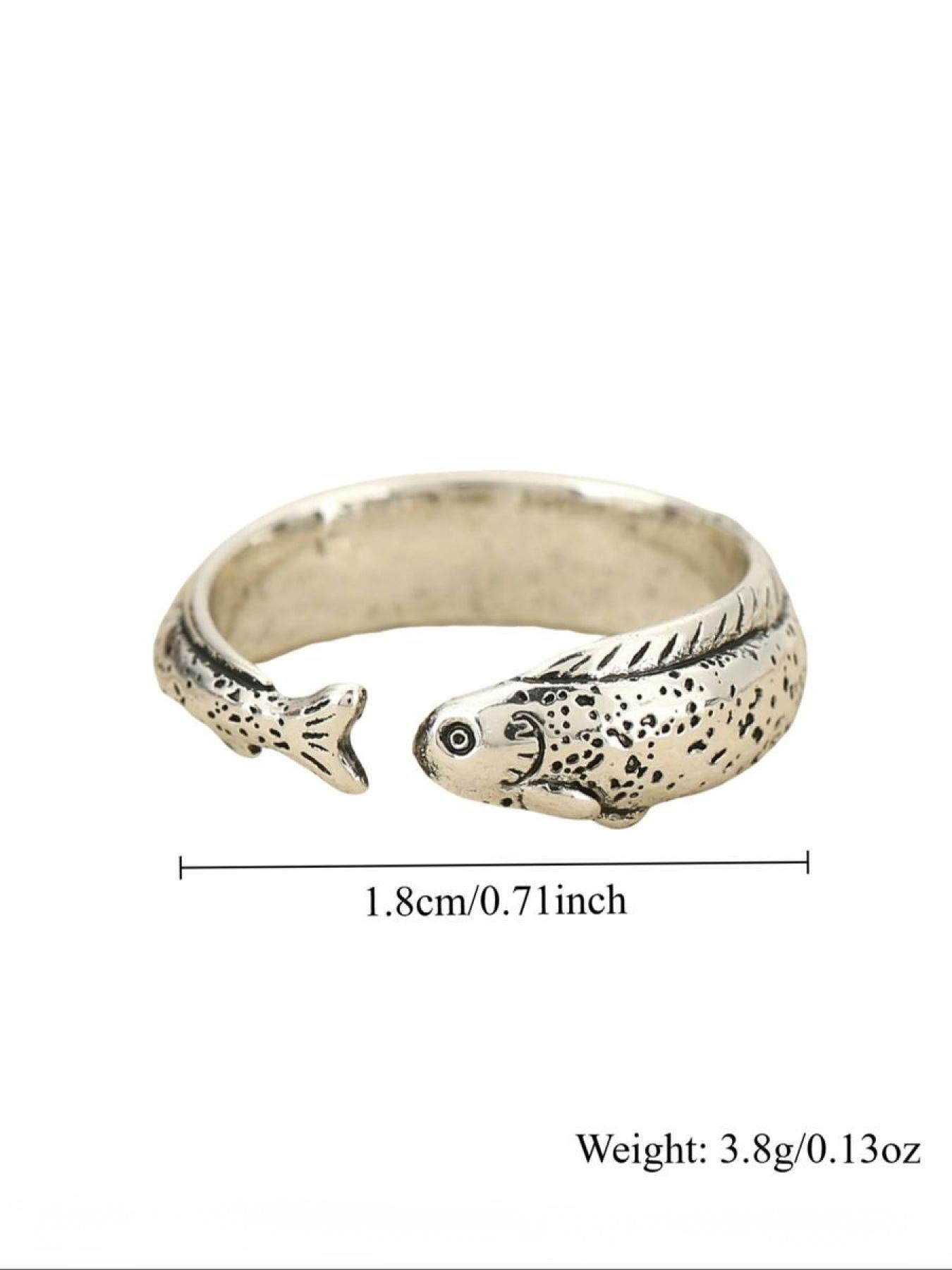 Vintage Fish Opening Adjustable Ring, Fashion Ring, Simple Design Unisex Jewelry for Daily Wear, Perfect Gift for Parties and Special Occasions, Vintage Rings Jewelry
