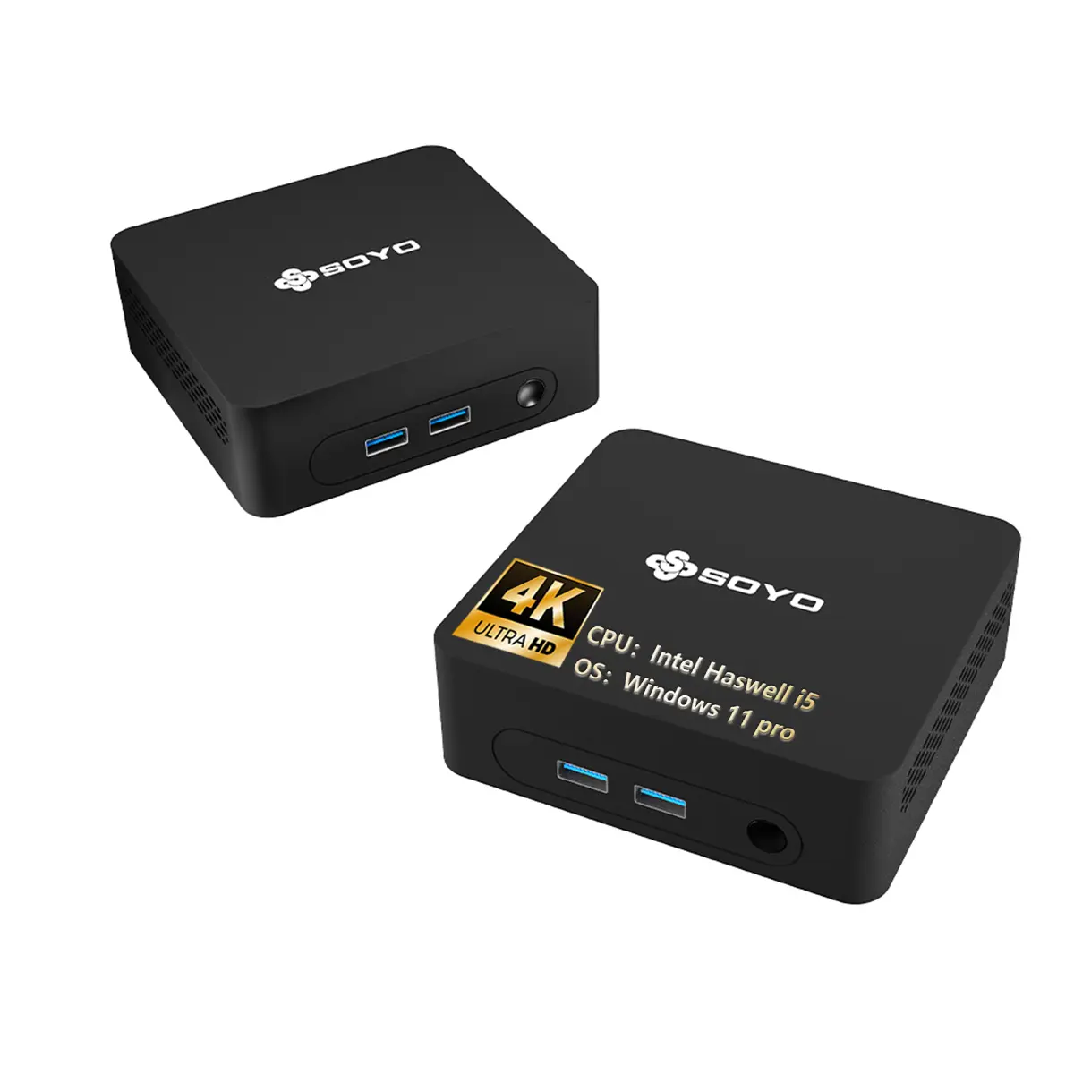 SOYO A5 Air Mini PC with Intel Haswell i5 Processor, 8GB RAM, 128GB SSD, Compact Silent Mode Desktop for Home Users, 4K Display Support, WiFi5, Bluetooth 4.2, Preinstalled Windows 11 Pro, Low Power Consumption, Includes Cell
