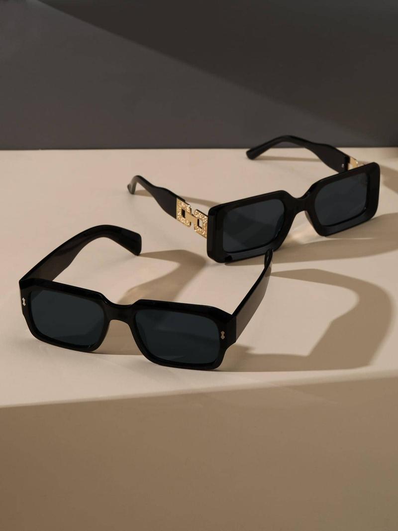 Unisex Street Trend Square Frame Sunglasses (2 Pairs), Trendy Casual Sunglasses for Everyday Use, Fashion Accessories for Outdoor Activities