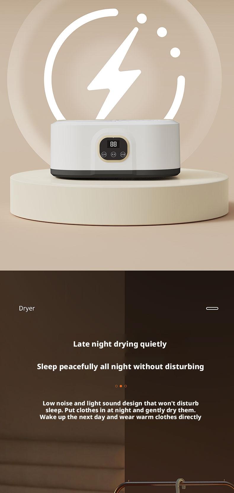 Folding Electric Clothes Dryer, Sterilizer and Dryer, Smart Fast Drying with Timer, Portable and Compact Design for Home, Dorm, Travel, RV Use