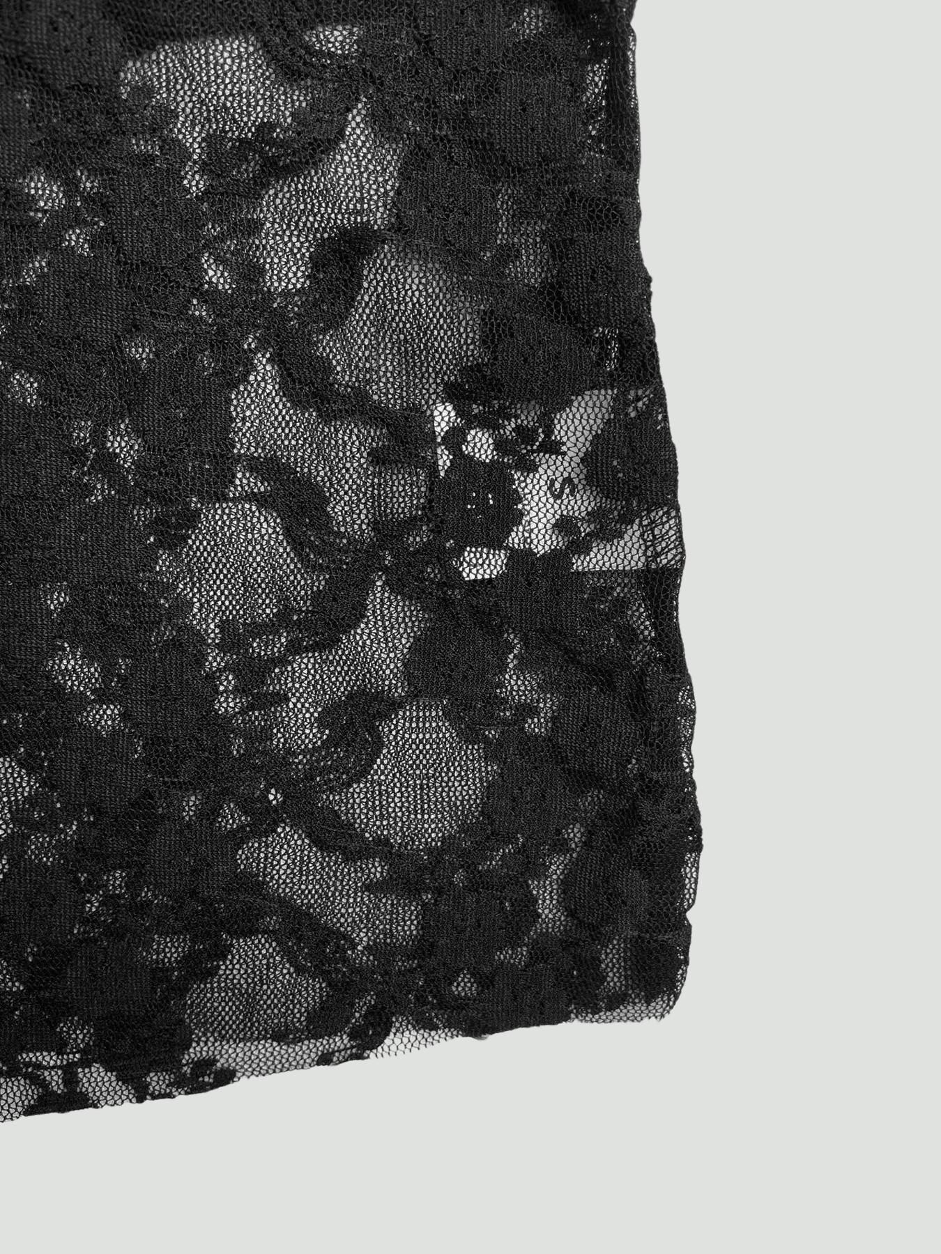 Chic  Off-Shoulder Sheer Lace Blouse - Long Sleeve Oversized Mesh Top Shirts for Daily Casual Party Outfitsy